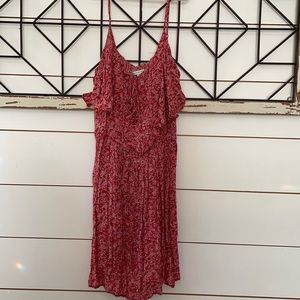 Spaghetti strapped red patterned sun dress sz L